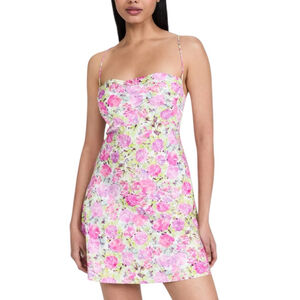 FOR LOVE & LEMONS Paulina Rose Fabric Pink Floral Mini Dress Size S